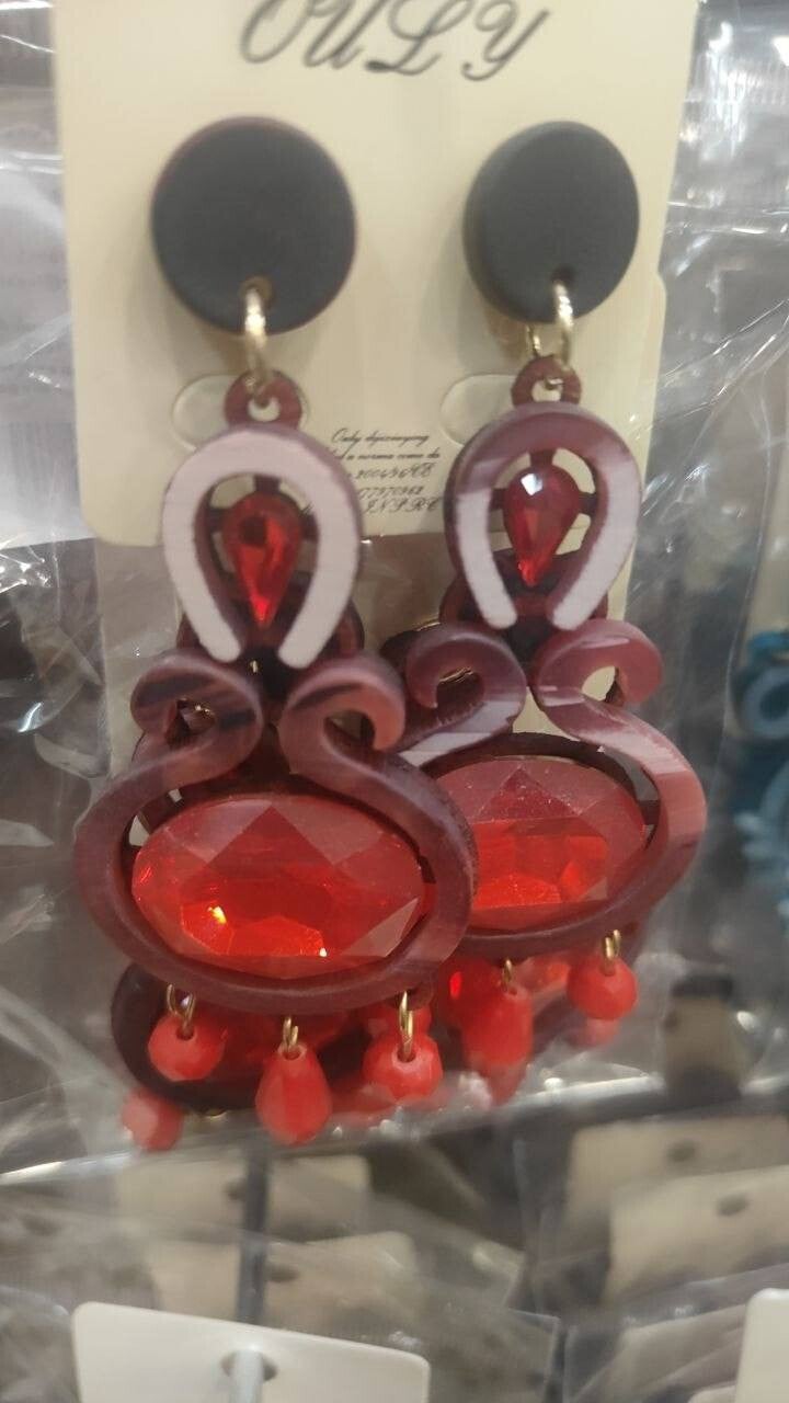 Orecchini pendenti anallergici moon- red