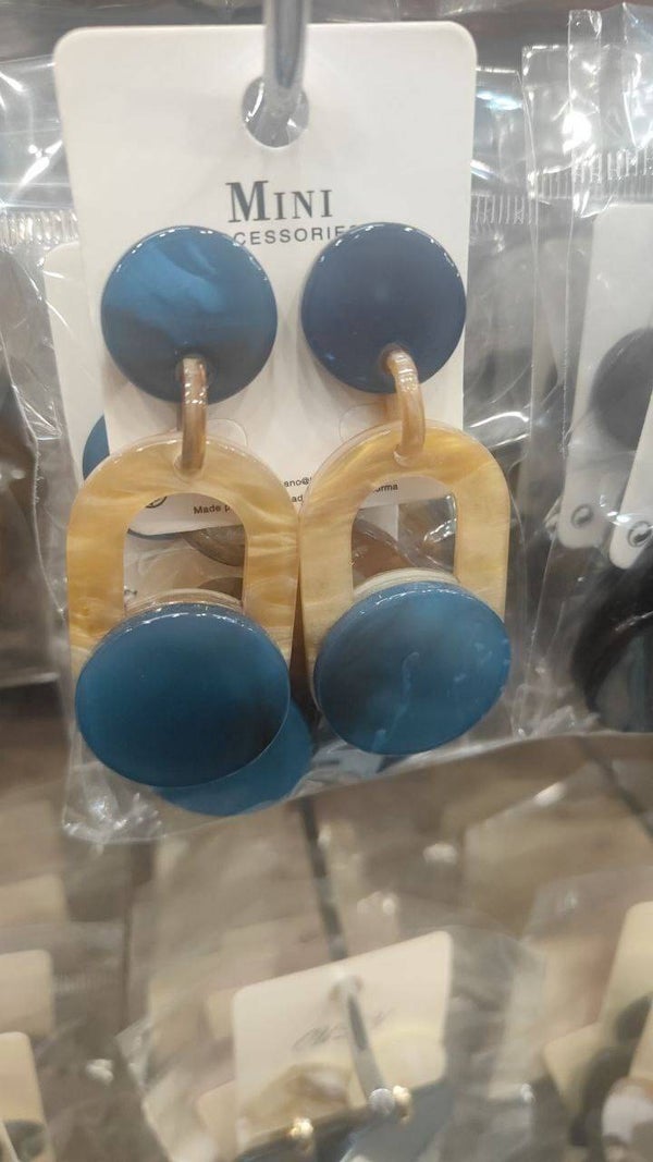 Orecchini pendenti anallergici ovale - blue