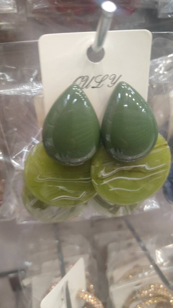 Orecchini pendenti anallergici goccia - green