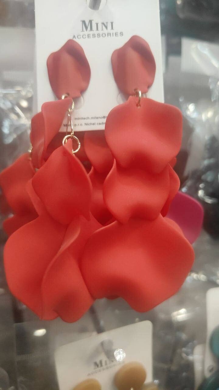 Orecchini pendenti anallergici - red