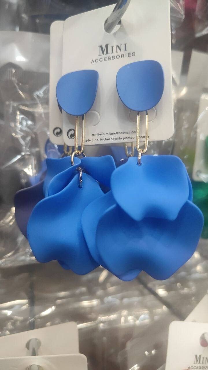 Orecchini pendenti anallergici corti - blue