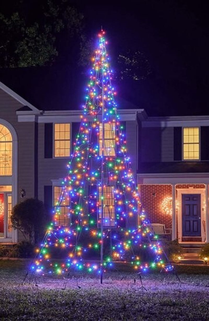 Fairybell 4 meter LED Kerstboom voor buiten inclusief mast - 640 LEDs - Multi colour
