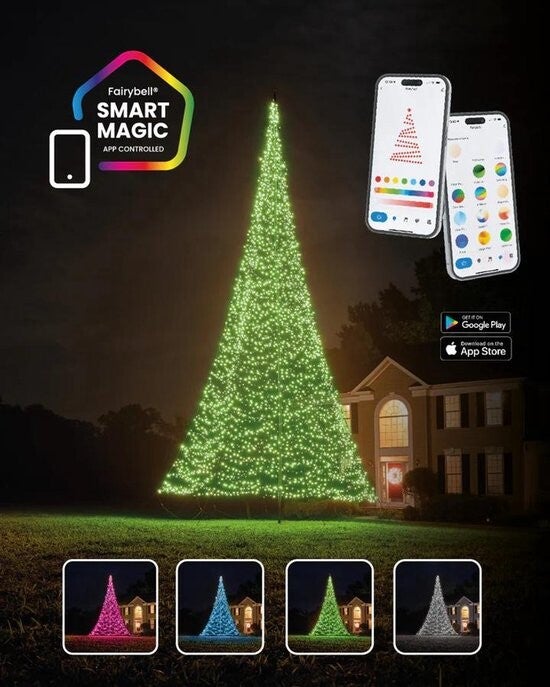 Fairybell Smart Magic - LED Buiten Kerstboom voor in de vlaggenmast - 10 meter - 4032 LEDs - Bedienbaar met App