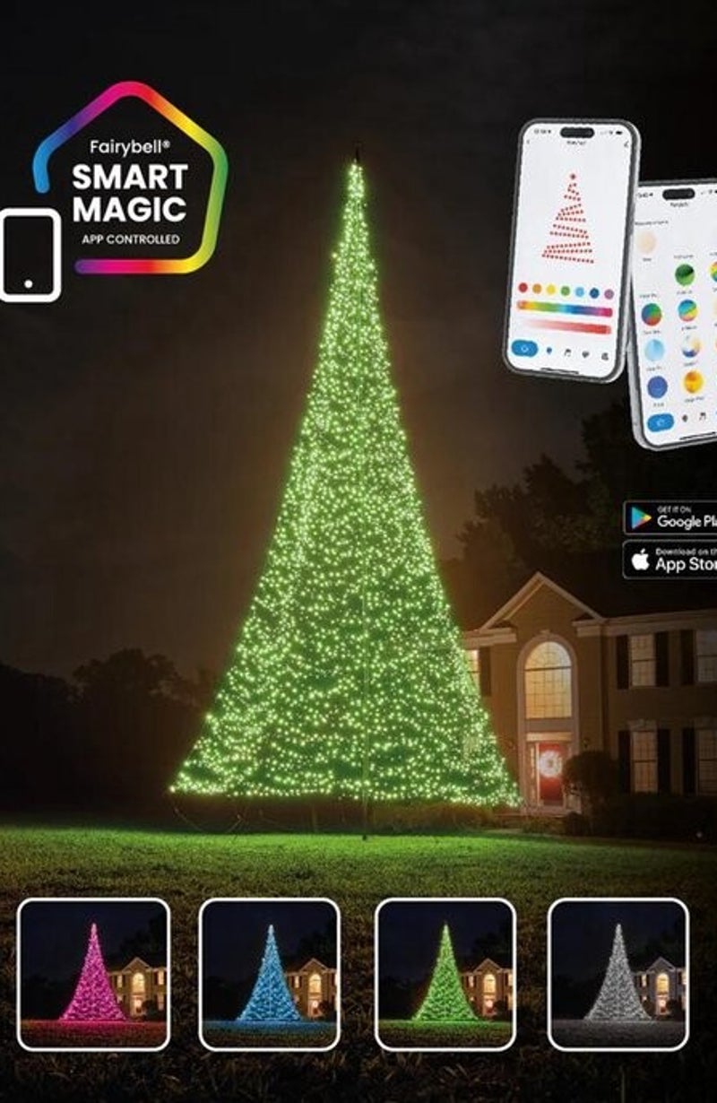 Fairybell Smart Magic - LED Buiten Kerstboom voor in de vlaggenmast - 10 meter - 4032 LEDs - Bedienbaar met App
