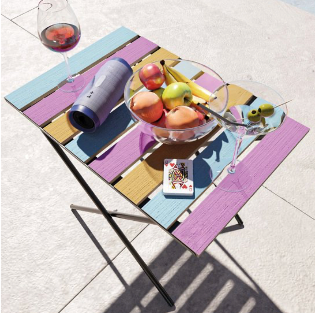 Houten tuintafel: meerkleurig en zwart