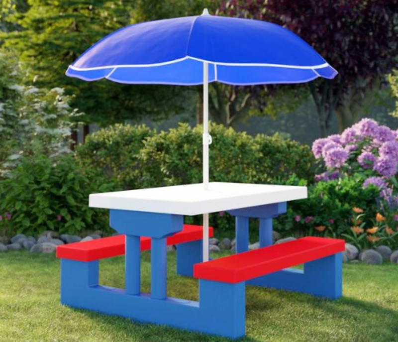 Kinder Picknicktafel met parasol - Blauw