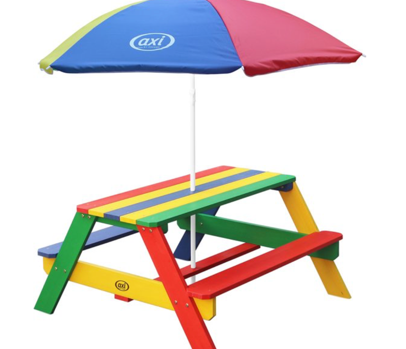 AXI Nick Picknicktafel met Parasol in Regenboog kleuren - Picknick tafel voor kinderen van FSC hout