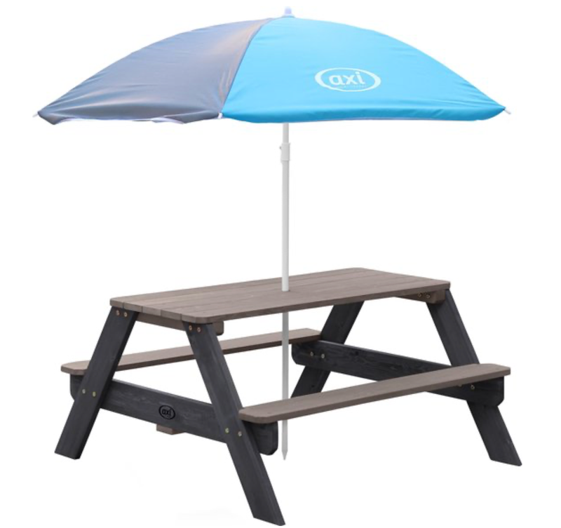 AXI Nick Picknicktafel Antraciet/grijs - Parasol Blauw/grijs