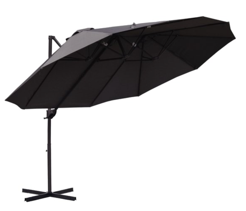 Outsunny Parasol met zwengel dubbele parasol tuinparasol zonwering metaal 84D-085