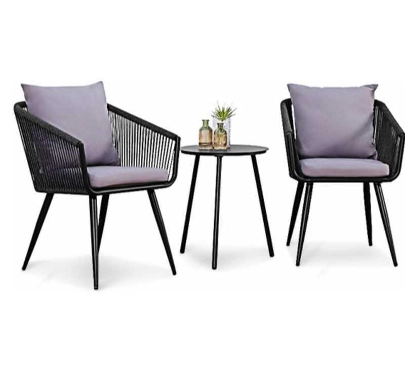 Bartafel voor 6 personen - Grijs/zwart massief kunststof - Barset inclusief 6 krukken