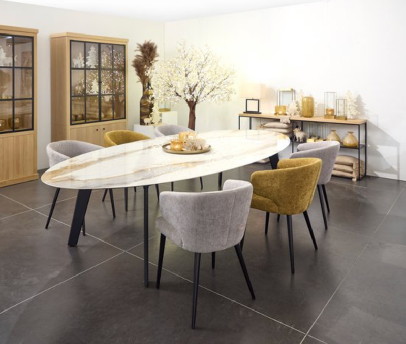 Berlijn - luxe tuintafel ovaal graniet black diamand