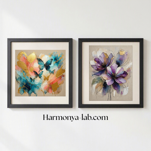 Butterflies in Bloom & Imperial Bloom | Curated Set of 2 Contemporary Prints