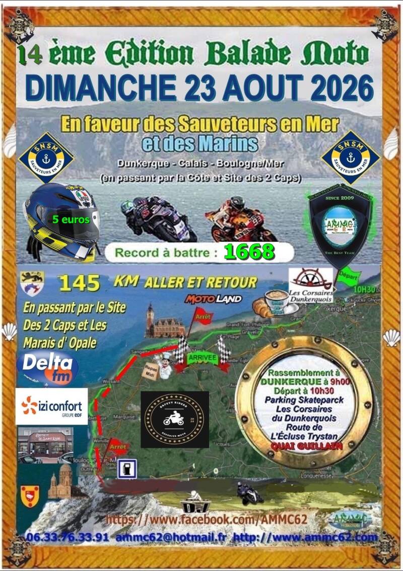 Balade moto en faveur des sauveteures en mer et marins