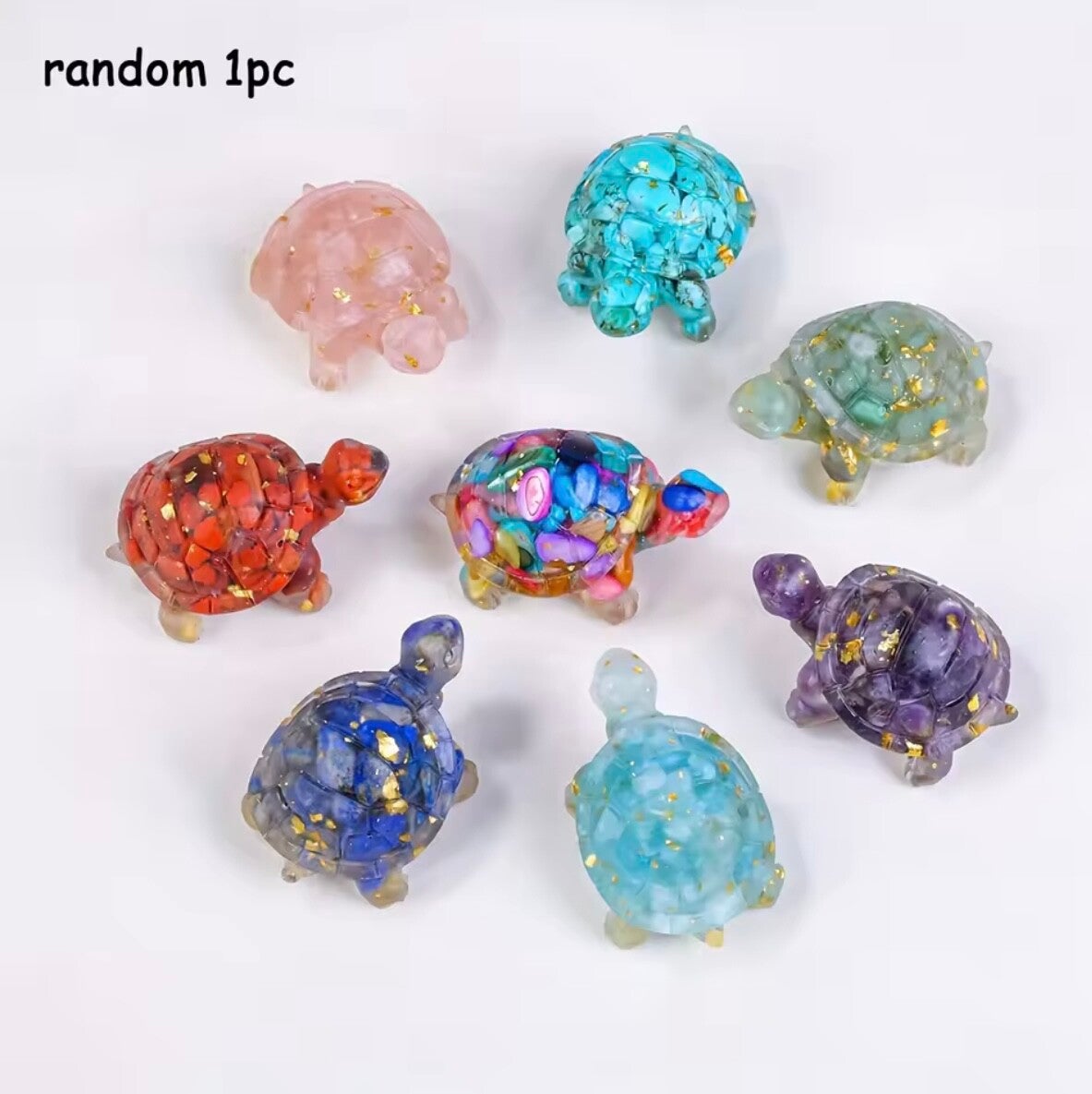 Adorno decorativo de piedra triturada Natural de tortuga, piedra cruda de cristal, pegamento de goteo de resina Animal, accesorios de joyería creativos artesanales