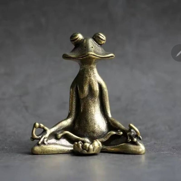 Retro Copperware Incense Socket Zen Frog Ornaments Solid Pure Copper Frog Tea Pet Incense Holder Ornaments