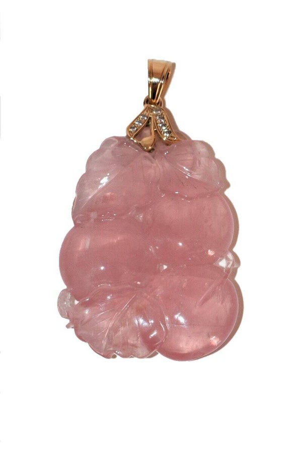 Pendentif Quartz Rose Sculpté Bélière En Or