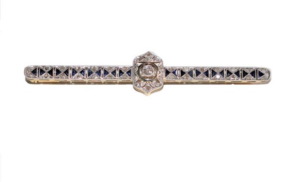 Broche-barrette Art Déco Diamants Et Saphirs
