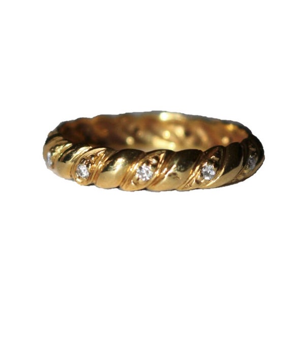 Alliance diamants or jaune