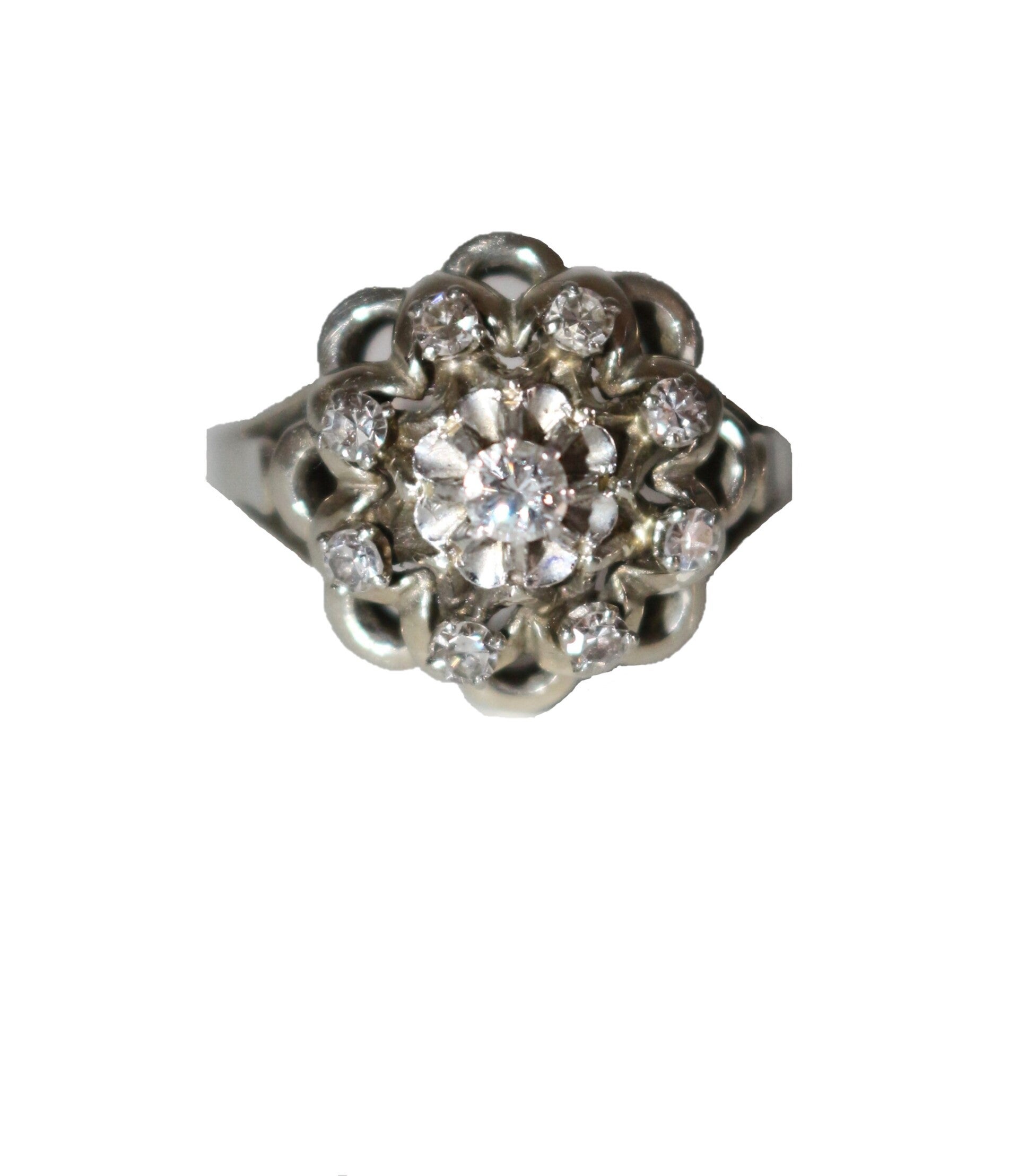 Bague marguerite Diamants Et Platine 1950