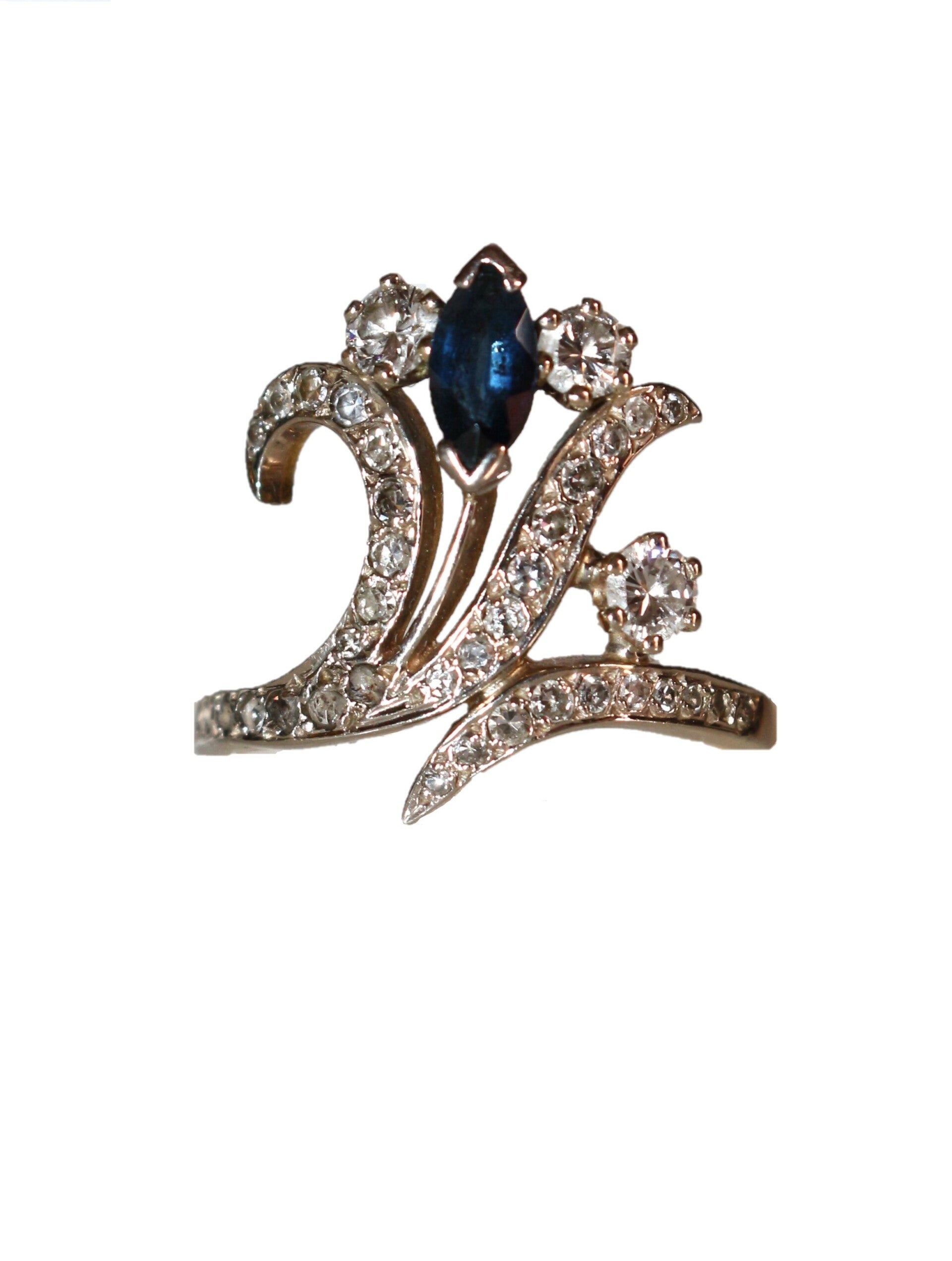 Bague aigrette diamants et saphir