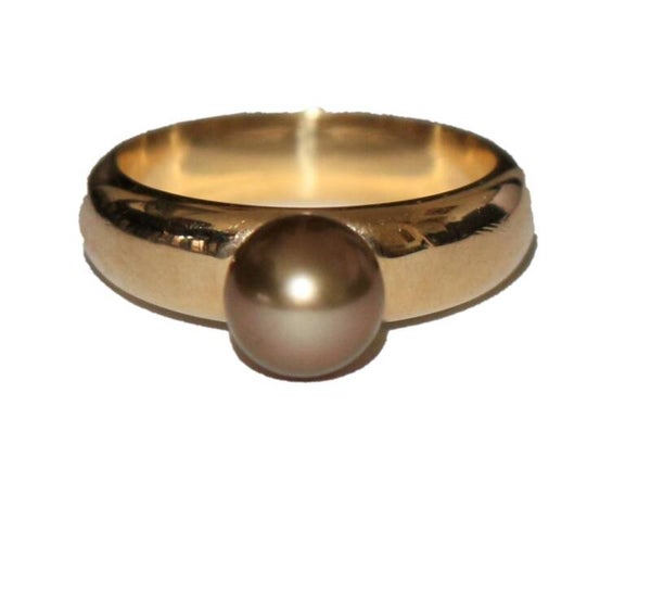 Bague Perle fine dorée or jaune