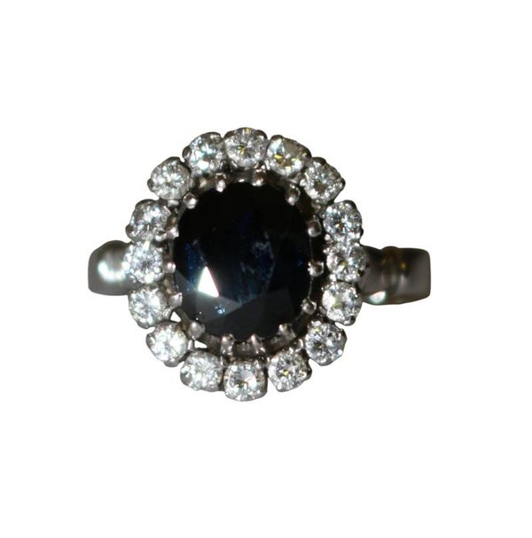 Bague marguerite saphir or blanc