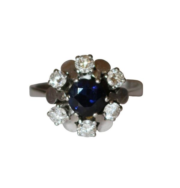 Bague marguerite saphir diamants