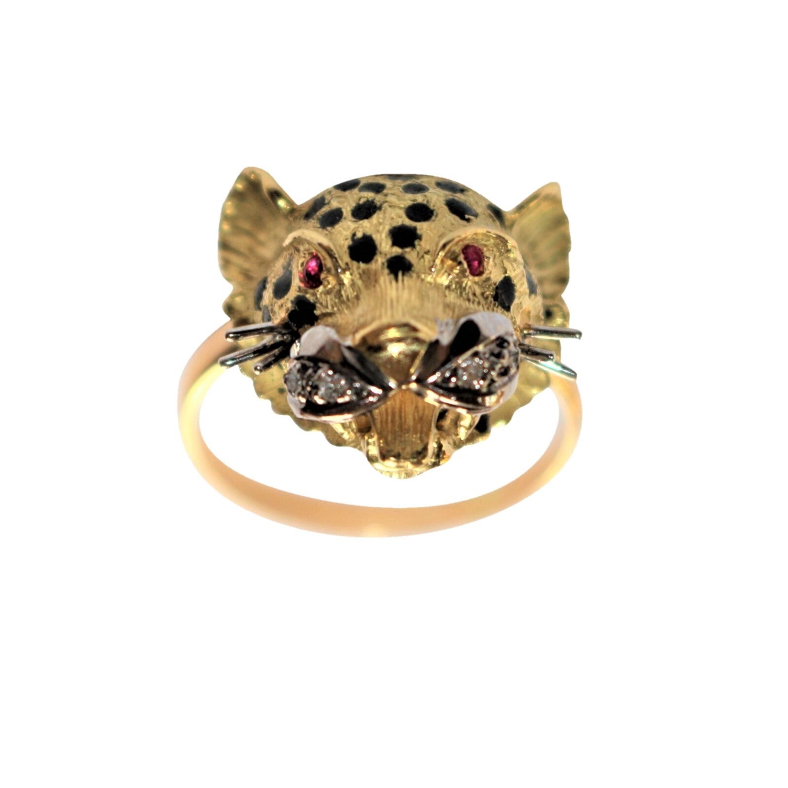 Bague félin or jaune émail