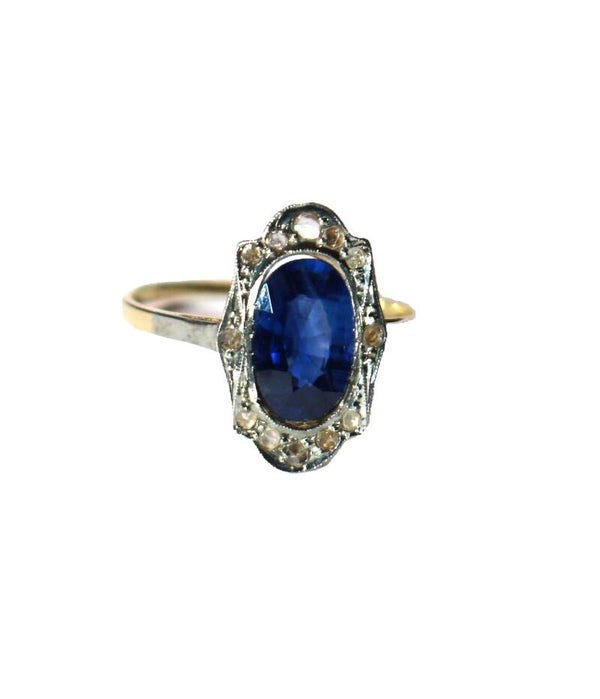 Bague Belle Epoque Saphir Naturel Non Chauffé
