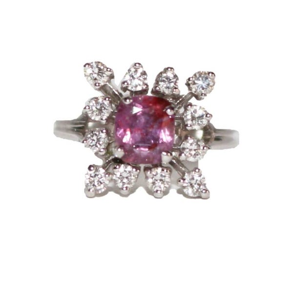 Bague rubis naturel diamants