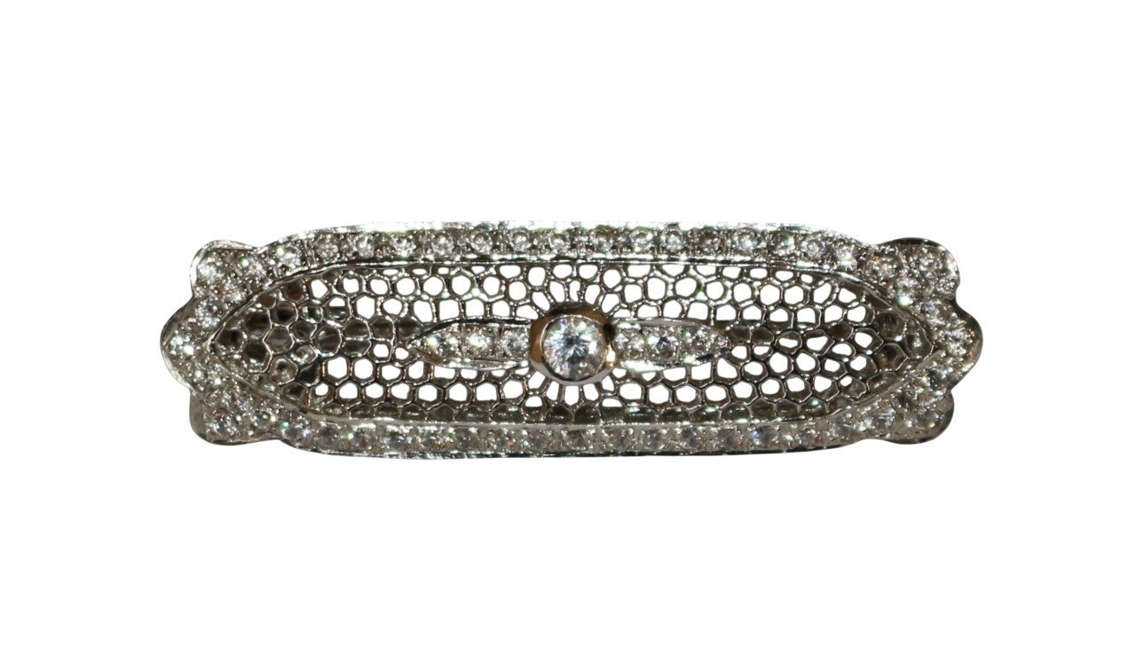 Broche-barrette or blanc et diamants