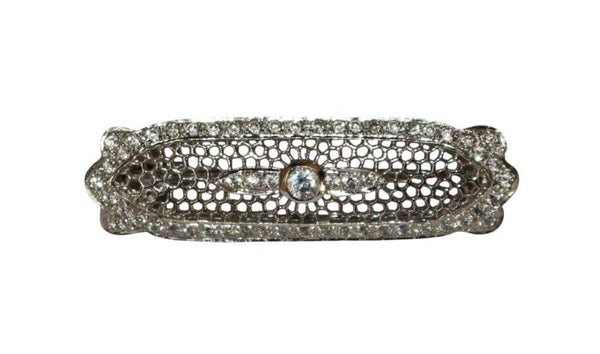 Broche-barrette or blanc et diamants