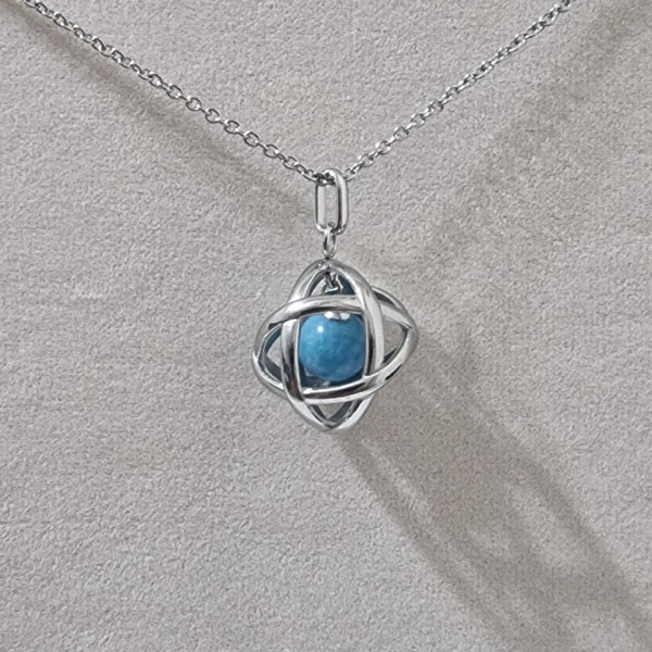Collana genesa in acciaio free nikel con pietra in angelite