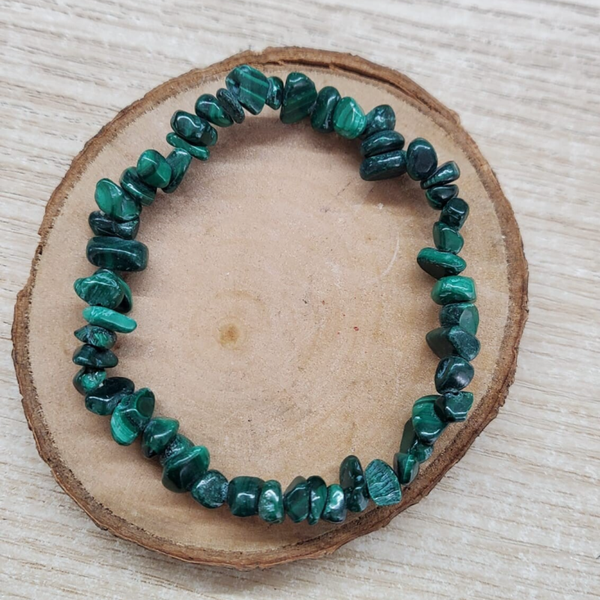 Bracciale con elastico in chips di Malachite