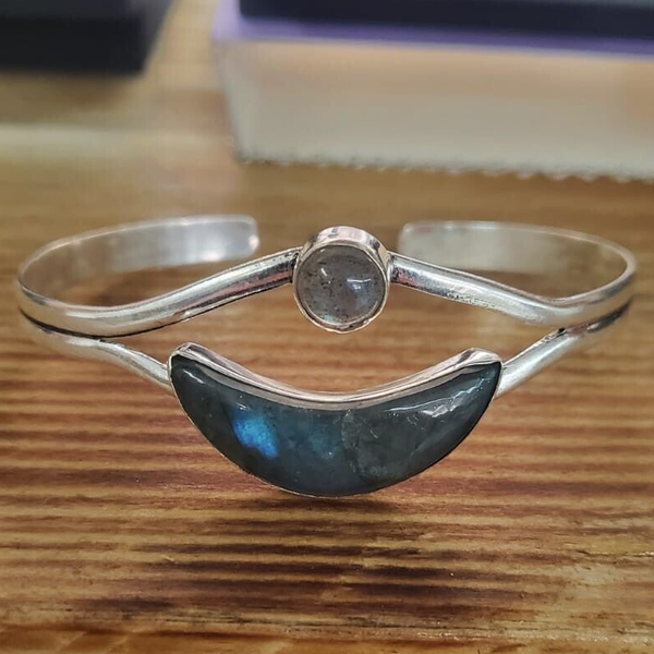 bracciale in ottone e rame con pietra labradorite