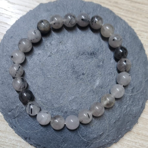 Bracciale sfere 8mm quarzo tormalinato
