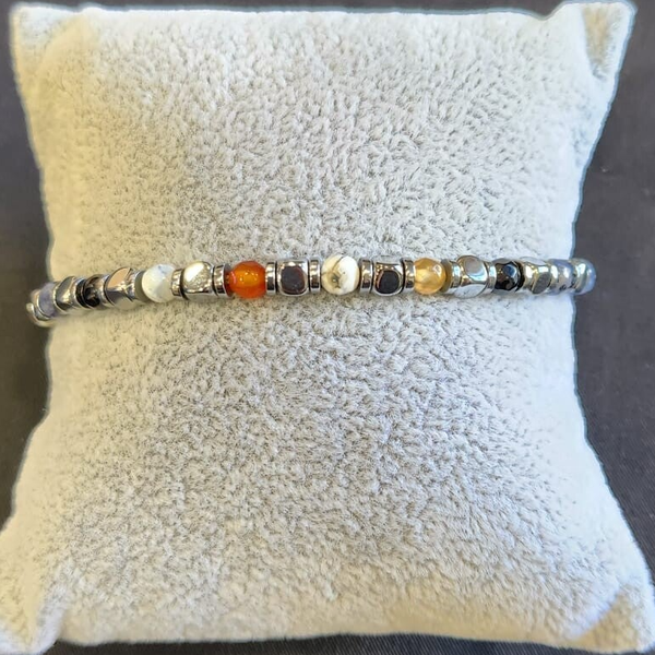 Bracciale in acciaio con pietra in agata tinta