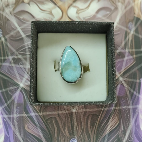Anello Regolabile In Argento 925 Non Rodiato Con Larimar