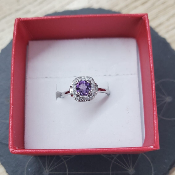 Anello regolabile con Ametista e zirconi
