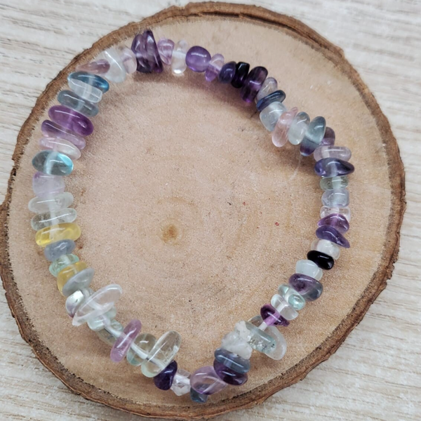 Bracciale con elastico in chips Fluorite multicolor