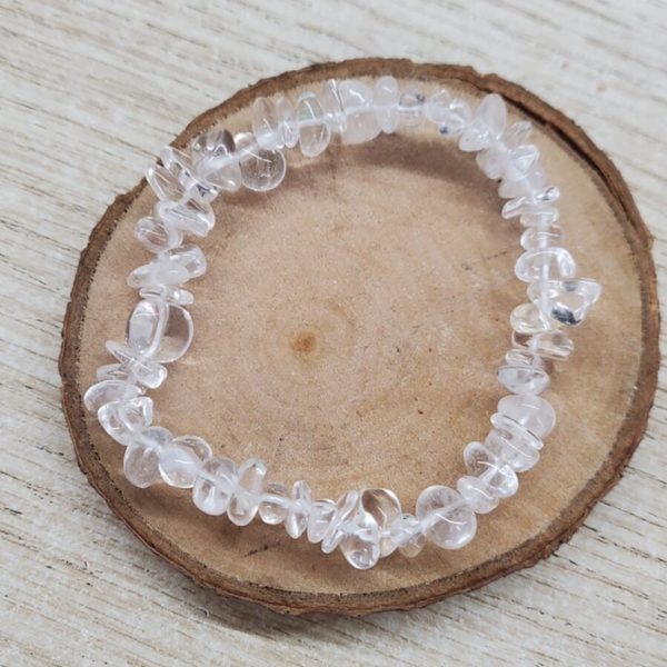 Bracciale con elastico in Quarzo Ialino o Cristallo di Rocca