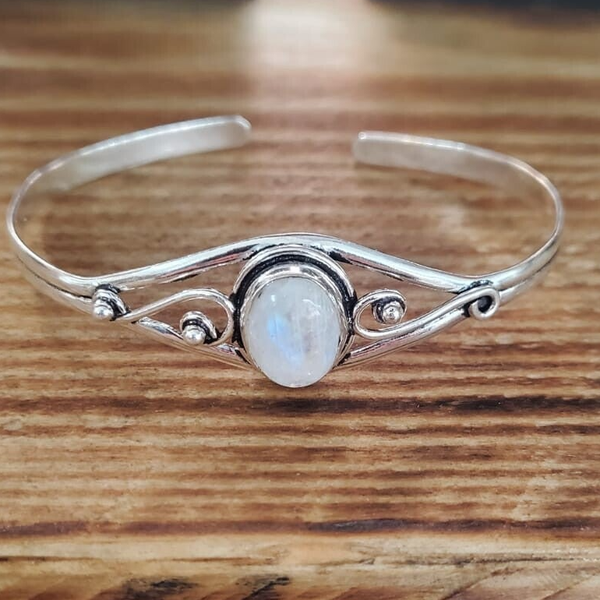 bracciale in ottone e rame con pietra di luna