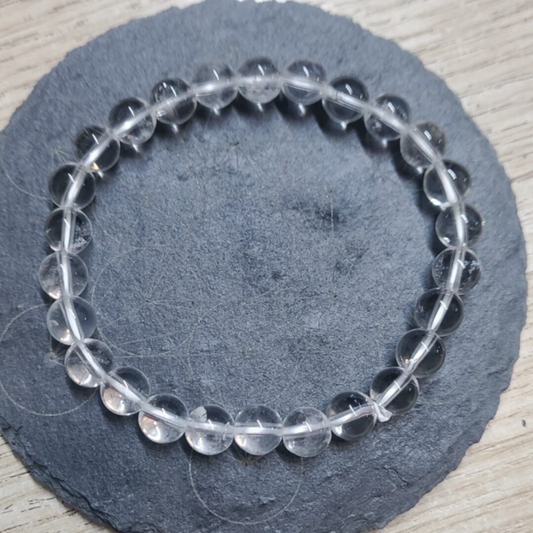 Bracciale 8mm in Quarzo ialino o cristallo di rocca
