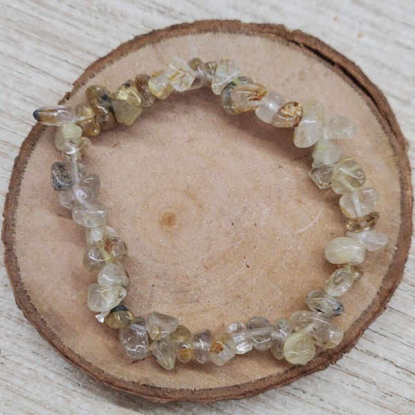 Bracciale con elastico in chips di Quarzo Rutilato