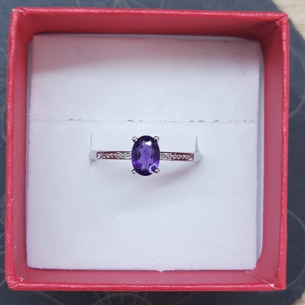 Anello Regolabile in metallo con Ametista