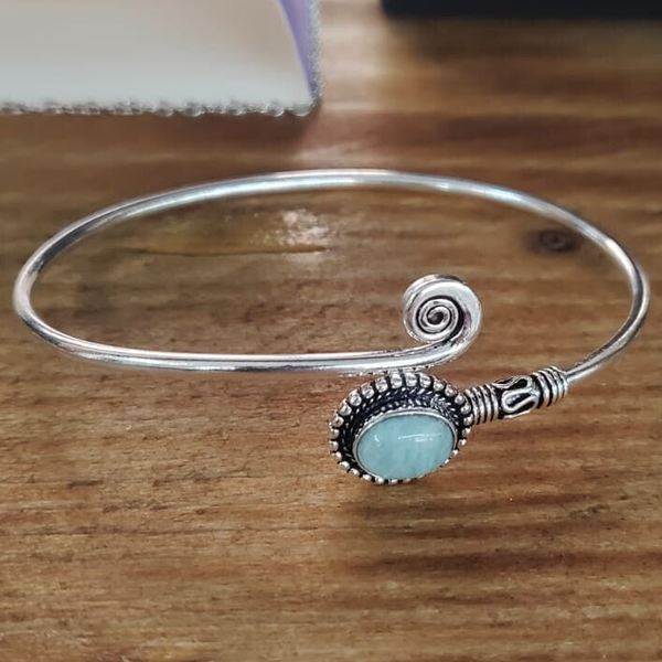 bracciale in ottone e rame con pietra di amazzonite