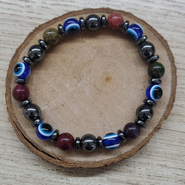 Bracciale con sfere 8mm in Ematite Occhio Turco Diaspro vari colori
