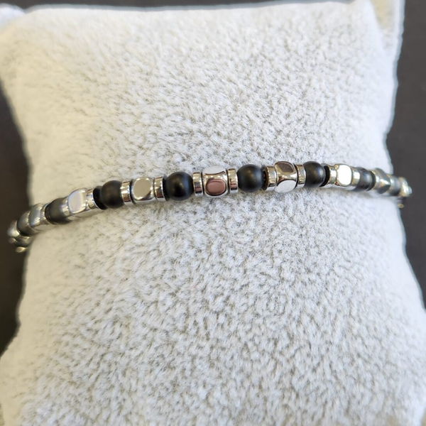 Bracciale in acciaio con pietra in onice