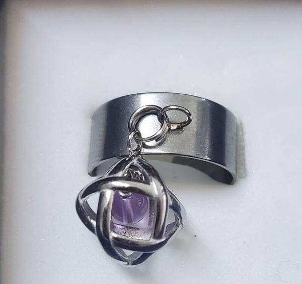 Anello Regolabile in Acciaio Free Nichel con Genesa in Ametista