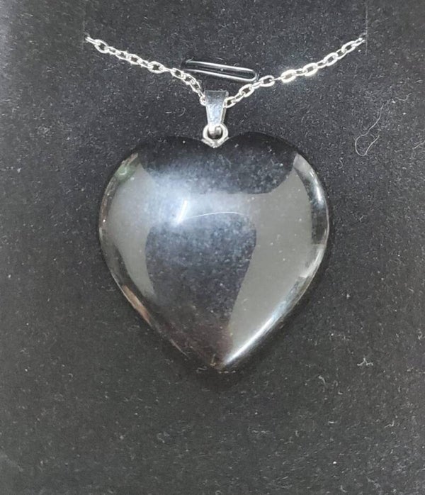 Collana free nichel con Ciondolo Cuore in Shungite